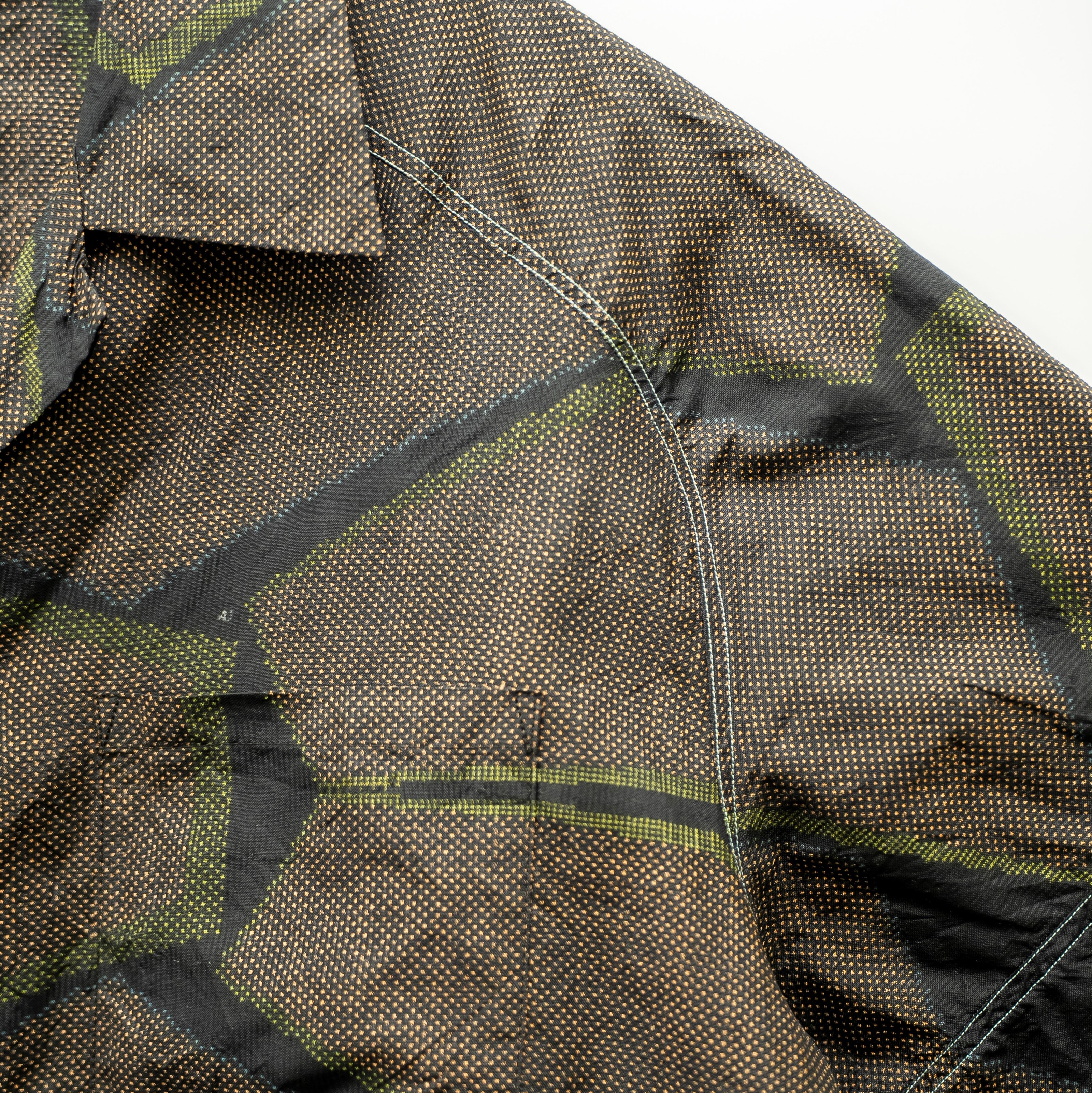 Kikkō Pattern Short Sleeve Oshima Tsumugi Aloha Shirt L CA63