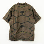 Kikkō Pattern Short Sleeve Oshima Tsumugi Aloha Shirt L CA63