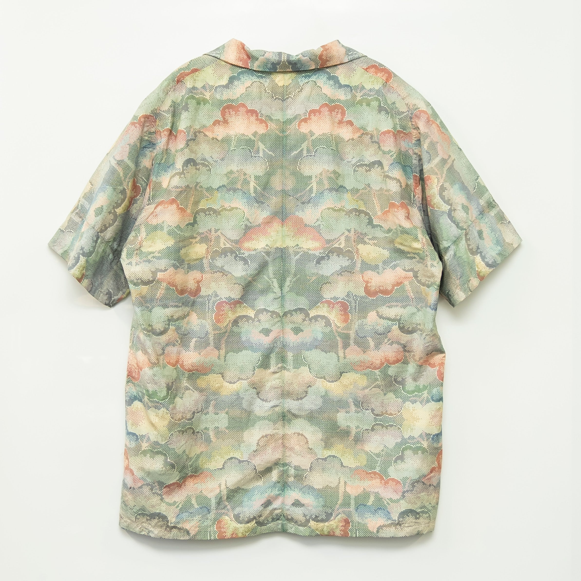 Tree Pattern Short Sleeve Oshima Tsumugi Aloha Shirt L CA82