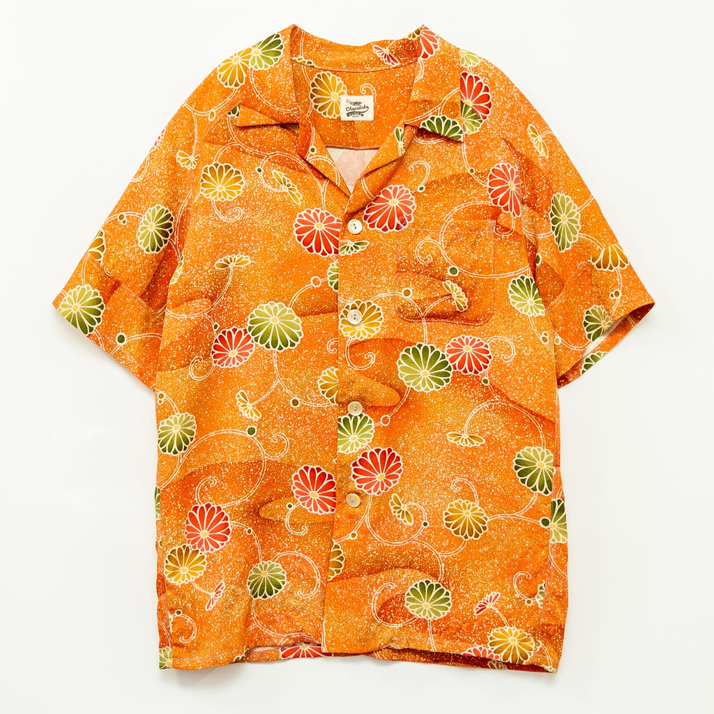 Chrysanthemum and Arabesque Short Sleeve Kimono Aloha Shirt L CA99