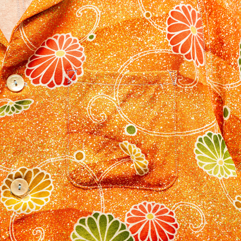 Chrysanthemum and Arabesque Short Sleeve Kimono Aloha Shirt L CA99