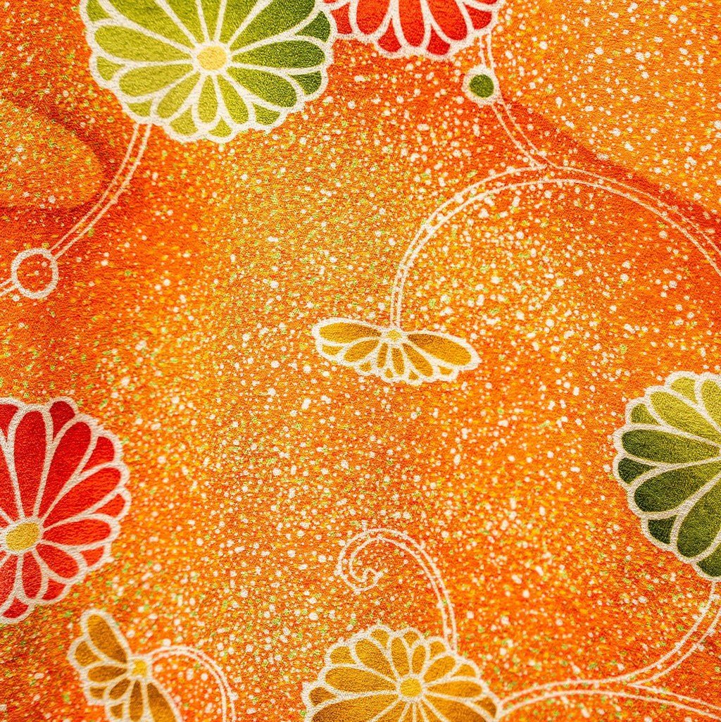 Chrysanthemum and Arabesque Short Sleeve Kimono Aloha Shirt L CA99