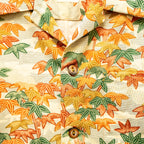 紅葉柄　半袖着物アロハシャツ　L　CA103