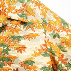 紅葉柄　半袖着物アロハシャツ　L　CA103