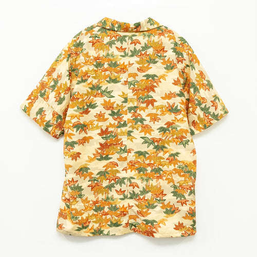 紅葉柄　半袖着物アロハシャツ　L　CA103