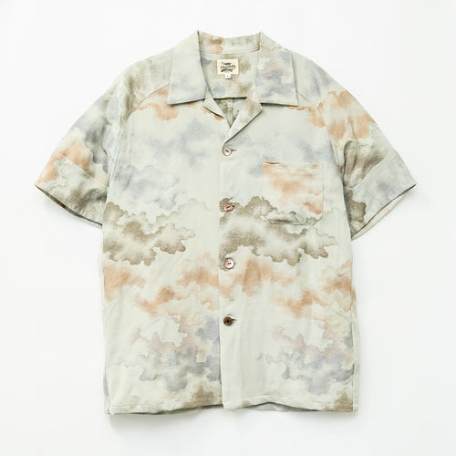 Cloud Pattern Short-Sleeved Aloha Shirt L CA144