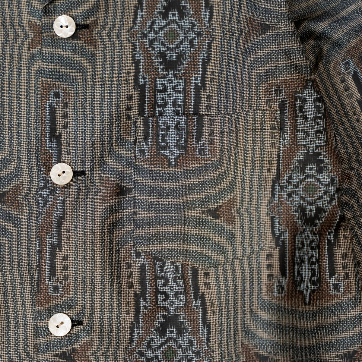 Kimono Aloha Shirt, Oshima Tsumugi, Size Unknown, CA116 (No Image)