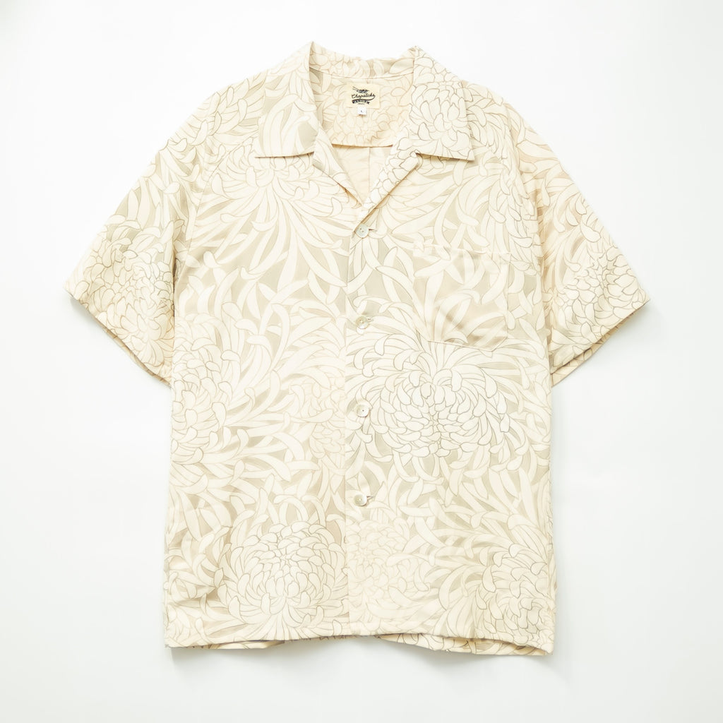 Bold Chrysanthemums Short-Sleeved Aloha Shirt L CA141