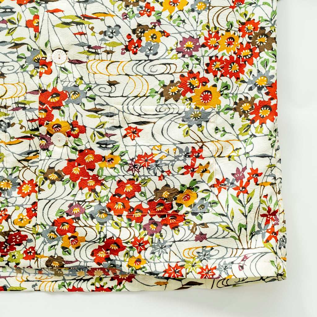 Red Flowers Short Sleeve Aloha Shirt M CA33