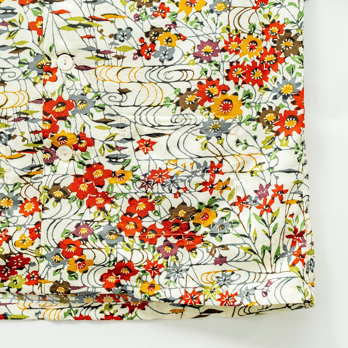 Red Flowers Short Sleeve Aloha Shirt M CA33