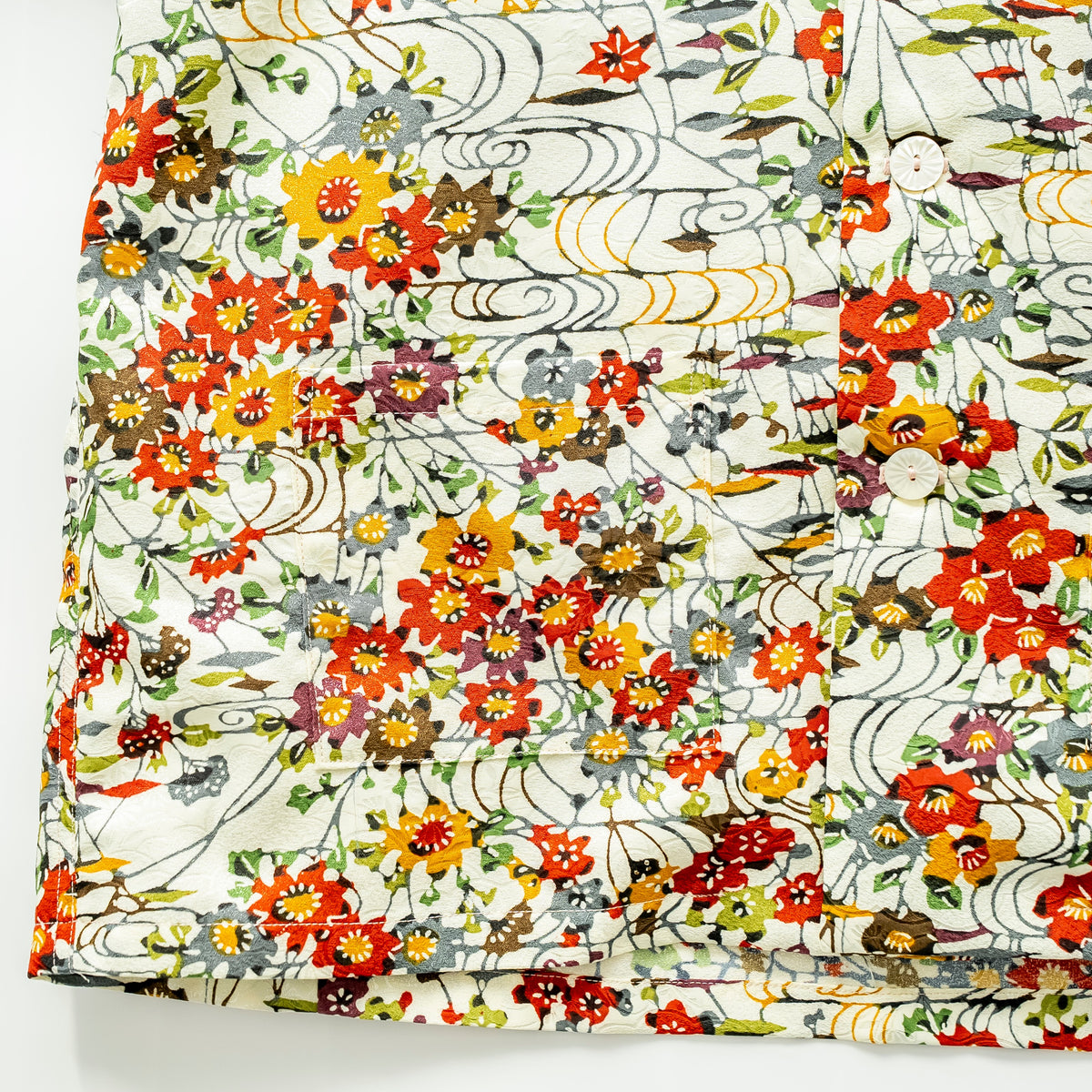 Red Flowers Short Sleeve Aloha Shirt M CA33