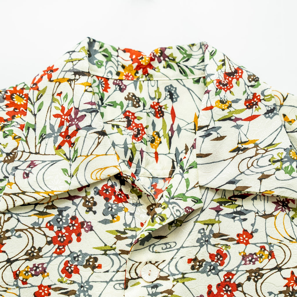 Red Flowers Short Sleeve Aloha Shirt M CA33