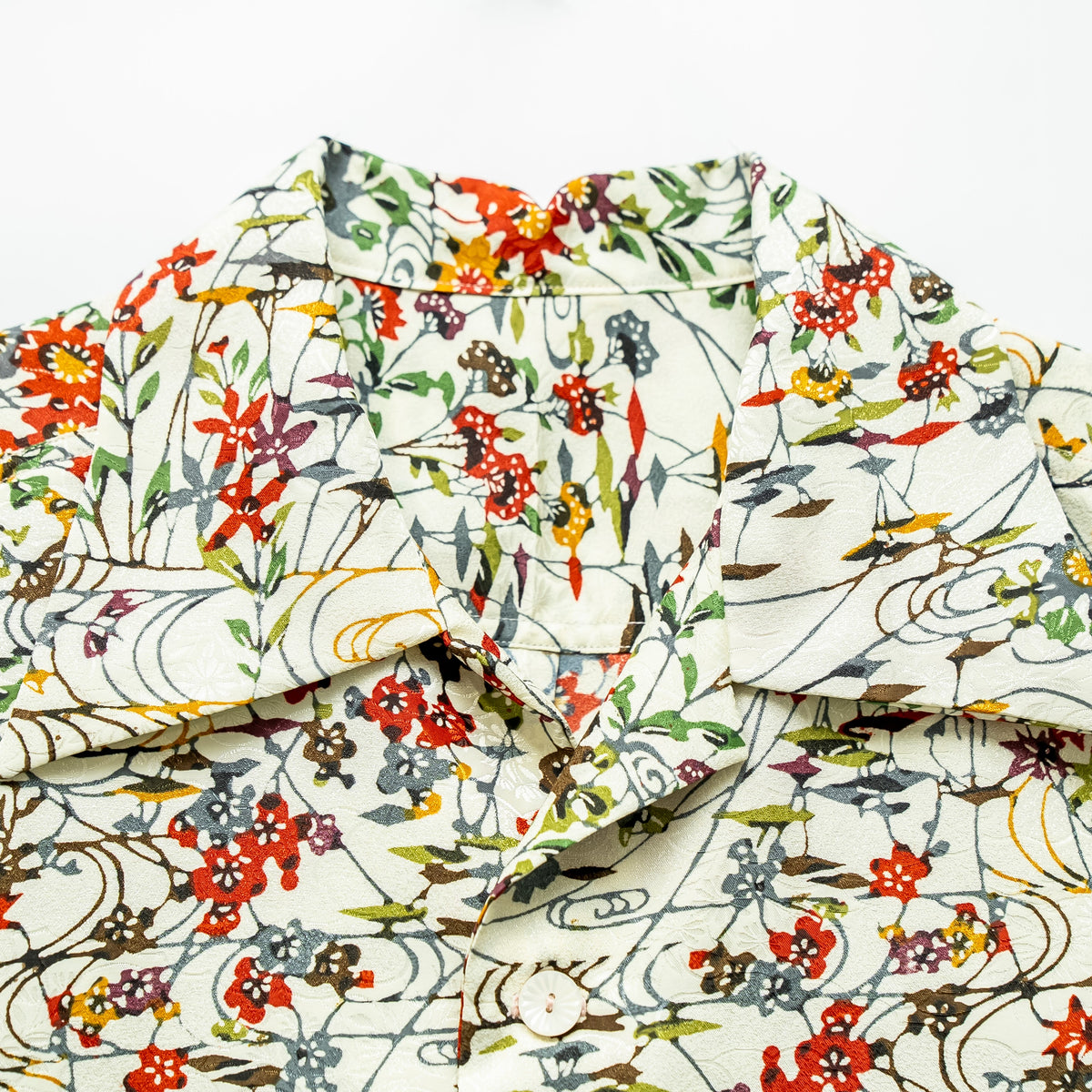 Red Flowers Short Sleeve Aloha Shirt M CA33