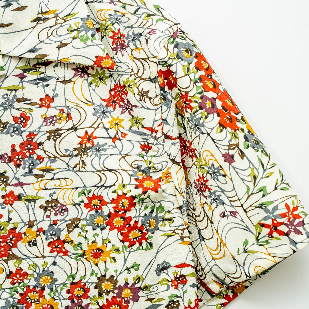 Red Flowers Short Sleeve Aloha Shirt M CA33