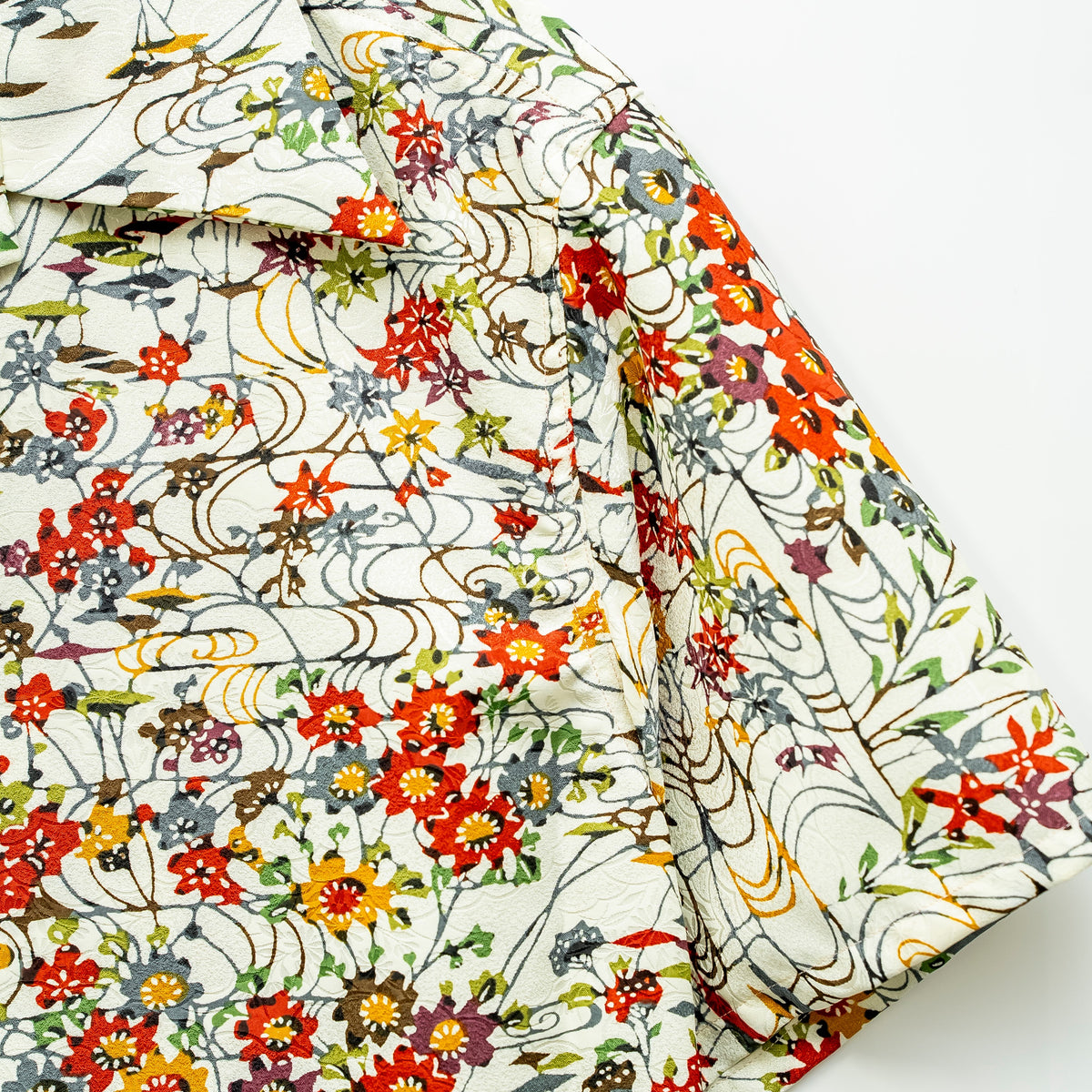 Red Flowers Short Sleeve Aloha Shirt M CA33