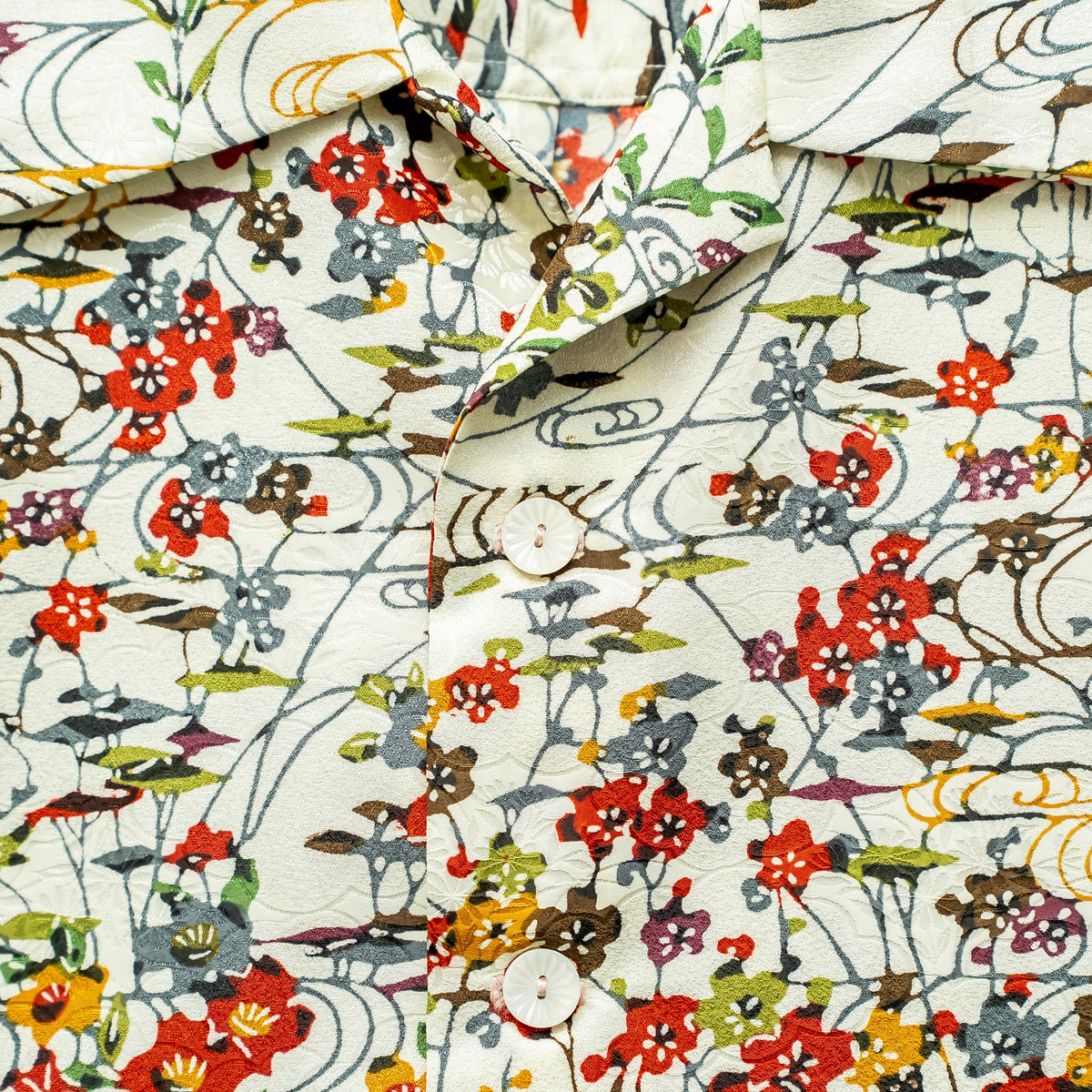 Red Flowers Short Sleeve Aloha Shirt M CA33