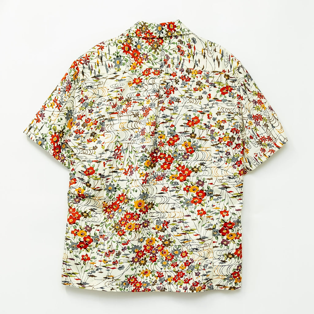 Red Flowers Short Sleeve Aloha Shirt M CA33
