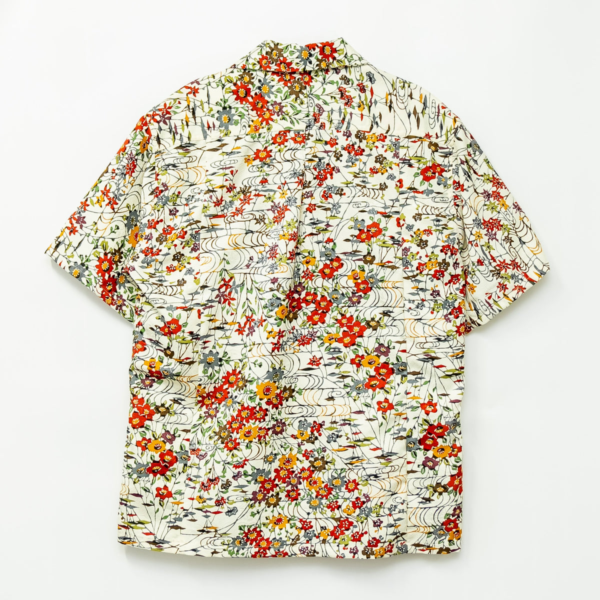 Red Flowers Short Sleeve Aloha Shirt M CA33