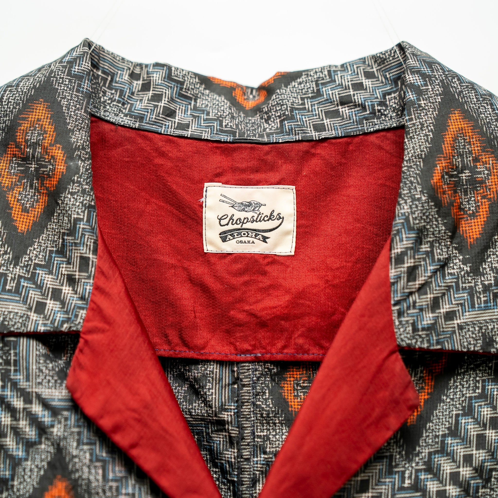 Tatsugo Pattern Short Sleeve Oshima Tsumugi Aloha Shirt L CA71