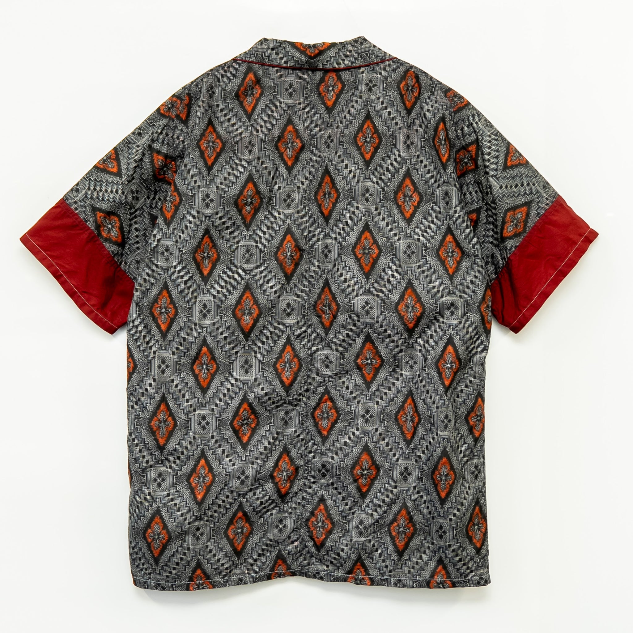 Tatsugo Pattern Short Sleeve Oshima Tsumugi Aloha Shirt L CA71