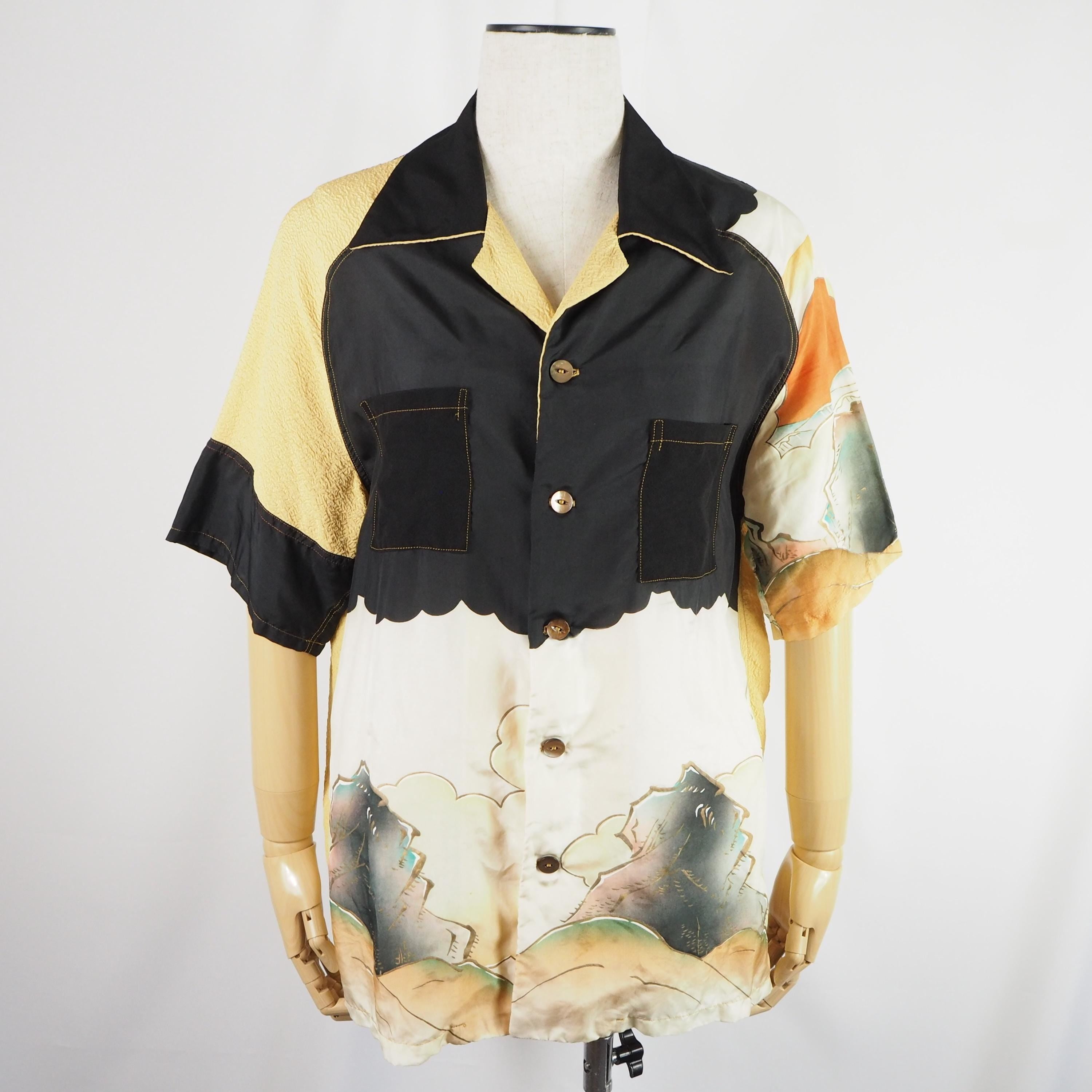 Kimono Aloha Shirt with Tiger Embroidery, Silk, Size M, CA35