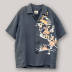 茅葺屋根　半袖アロハシャツ　L　CA61