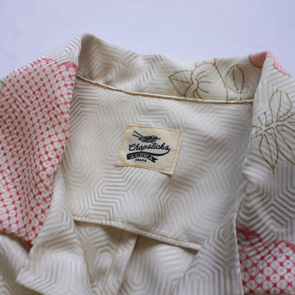 Kimono Aloha Shirt, Silk, Size L, CA89