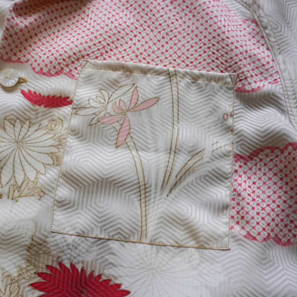 Kimono Aloha Shirt, Silk, Size L, CA89