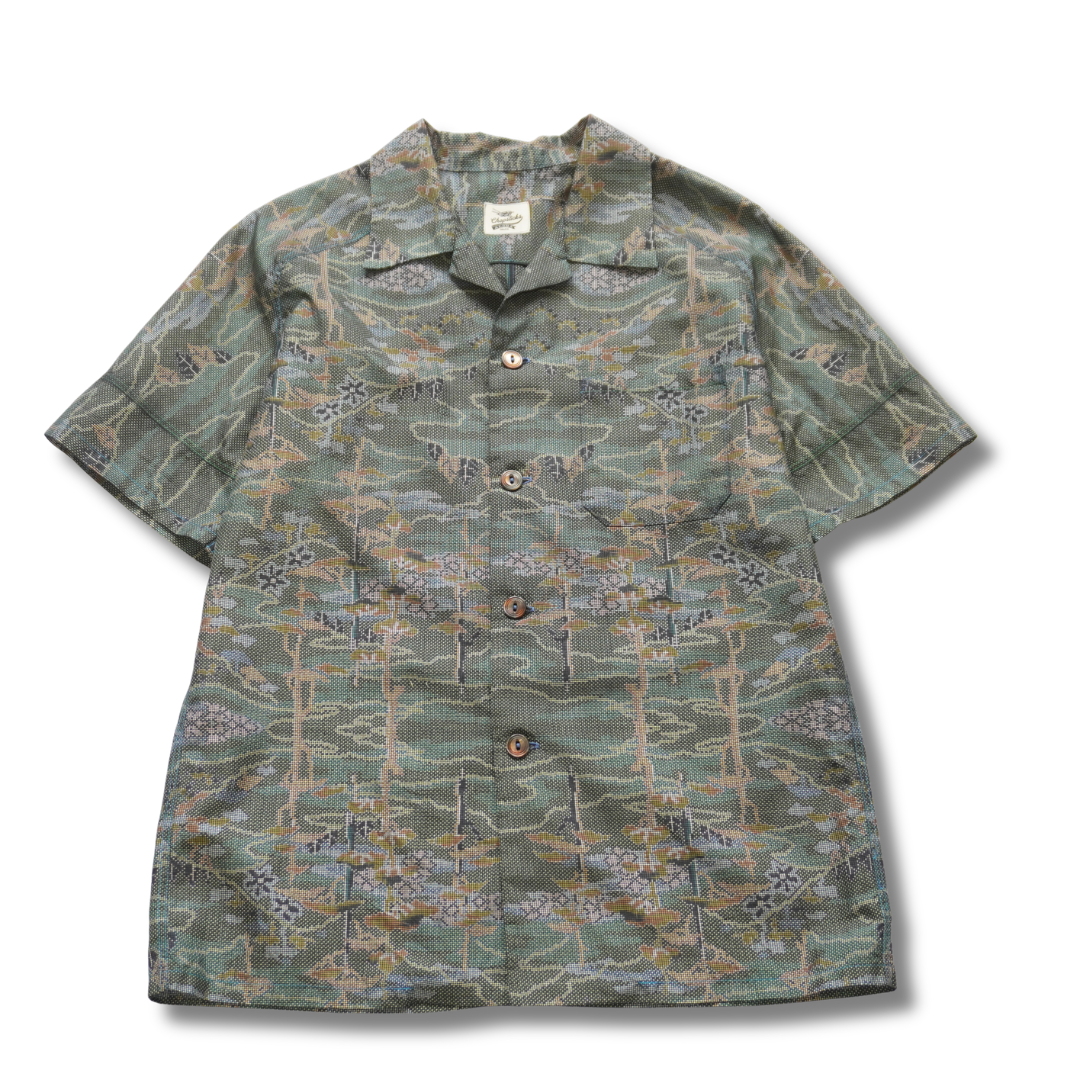 Mountain View Short-Sleeve Oshima Tsumugi Aloha Shirt L CA113
