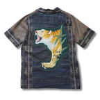 Kimono Aloha Shirt, Oshima Tsumugi, Size L, CA85