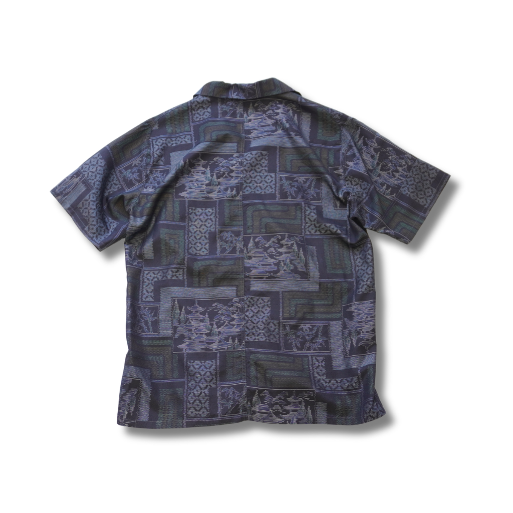 Kimono Aloha Shirt, Oshima Tsumugi, Size L, CA111