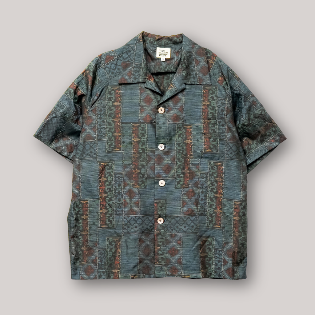Abstract Pattern Short-Sleeved Aloha Shirt XL CA153