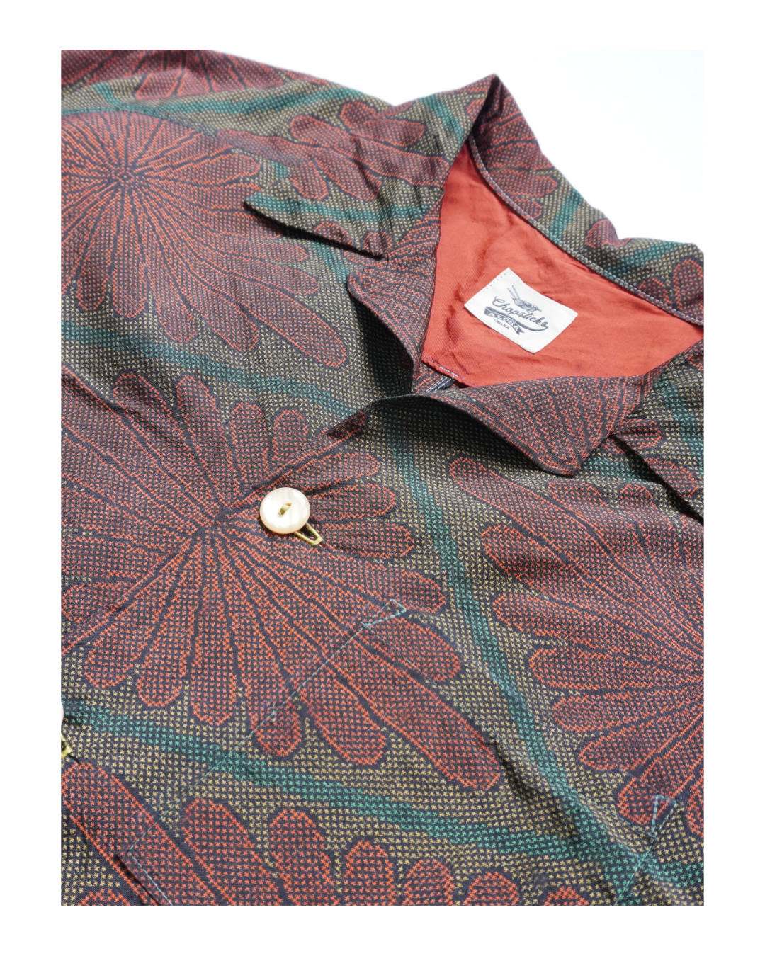 Kimono Aloha Shirt, Oshima Tsumugi Silk, Size L, CA79