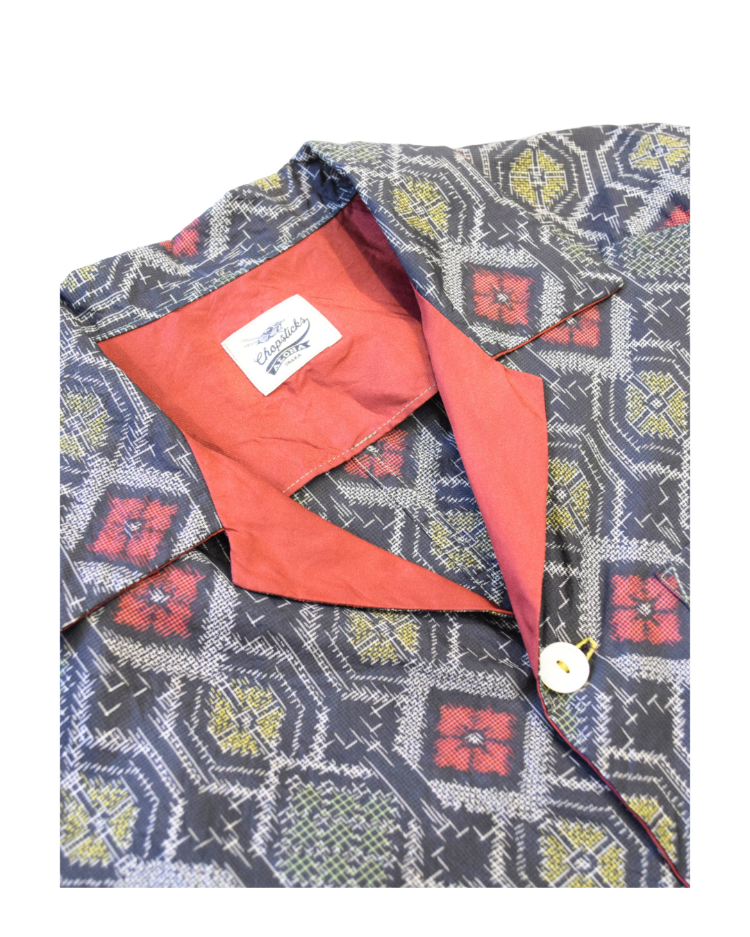 Tatsugo Pattern Short Sleeve Oshima Tsumugi Aloha Shirt L CA72