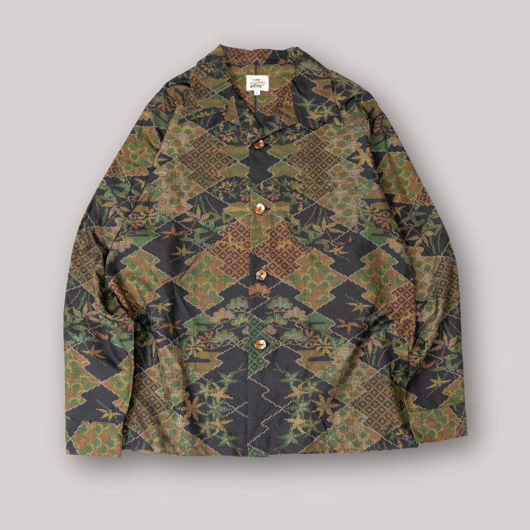 Kimono Aloha Shirt, Oshima Tsumugi, Size Unknown, CA116 (No Image)