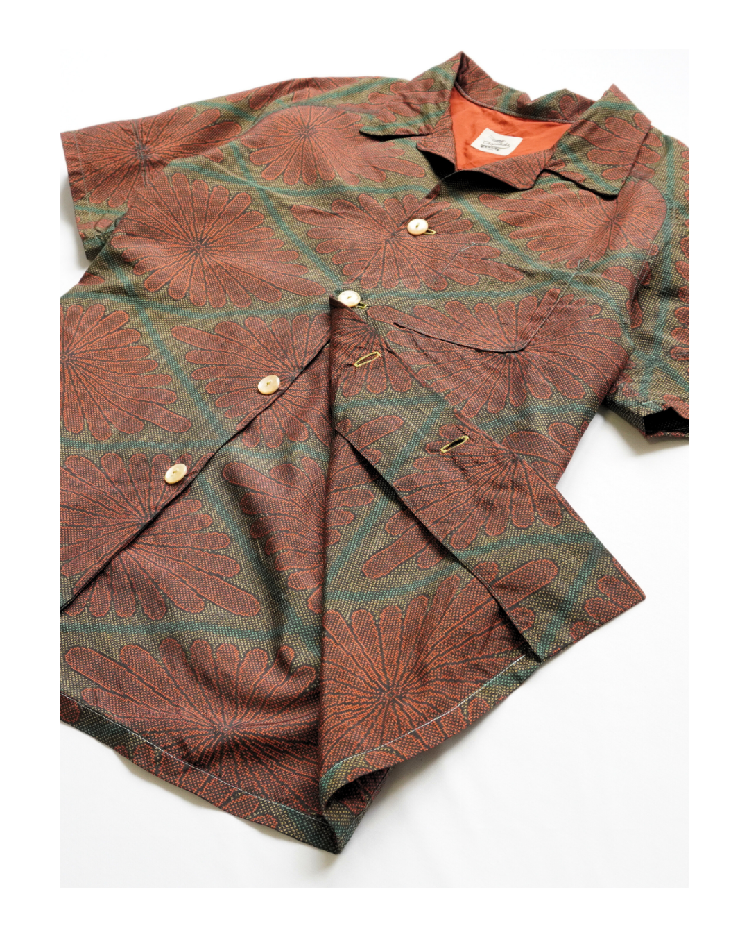 Kimono Aloha Shirt, Oshima Tsumugi Silk, Size L, CA79