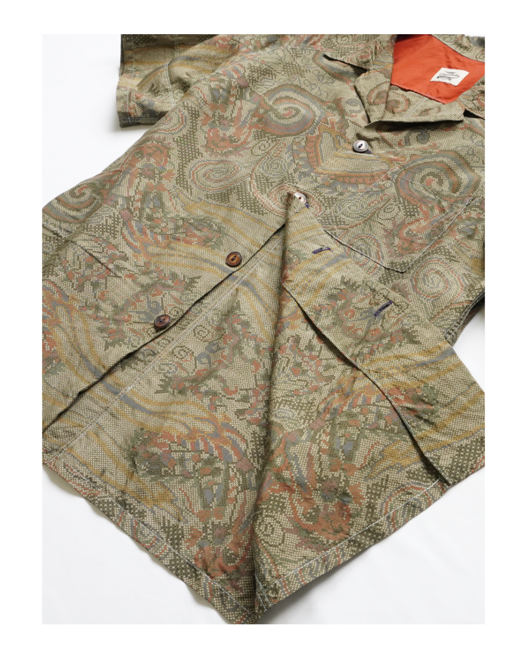 Kimono Aloha Shirt, Oshima Tsumugi Silk, Size L, CA78