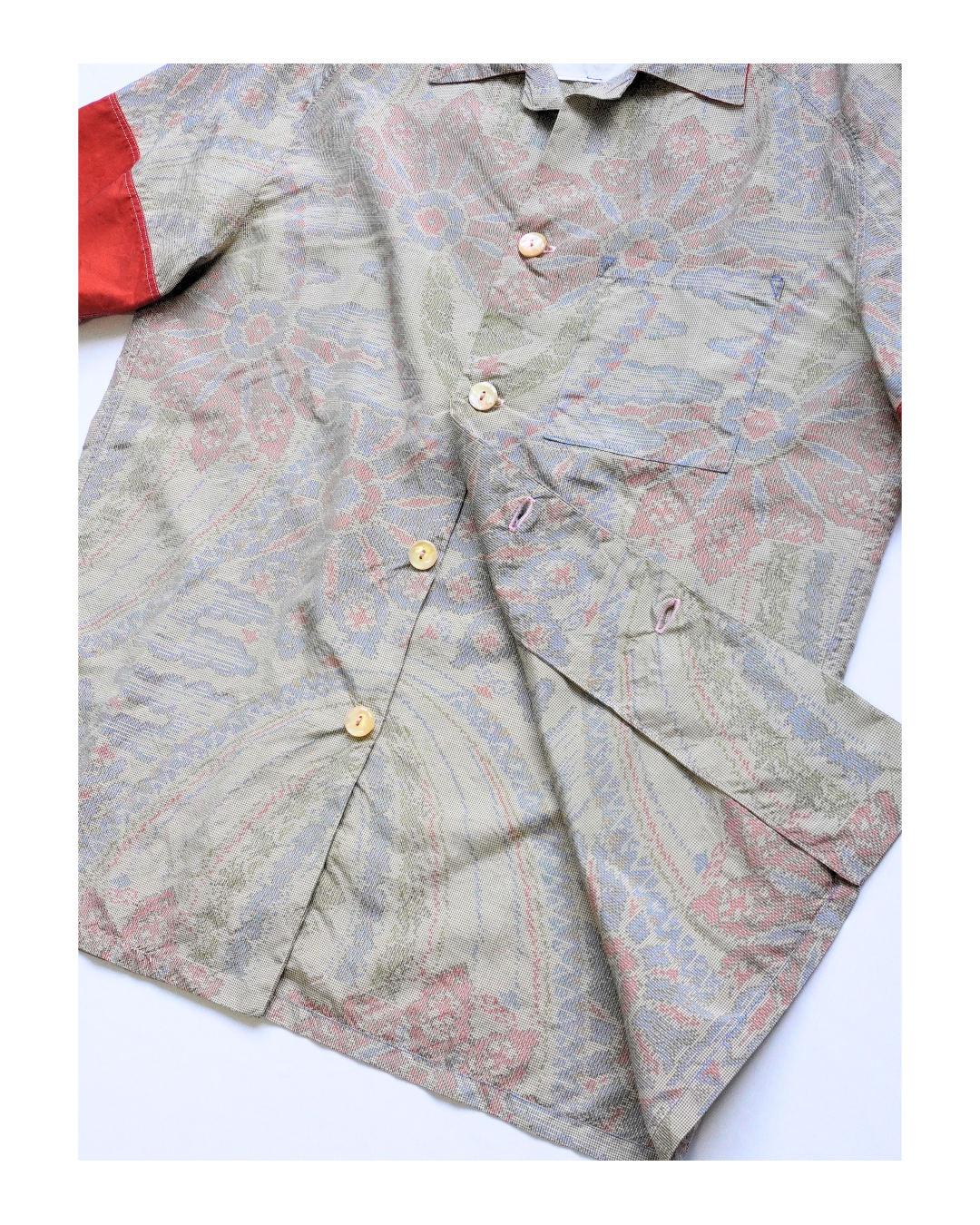 Kimono Aloha Shirt, Oshima Tsumugi Silk, Size L, CA83