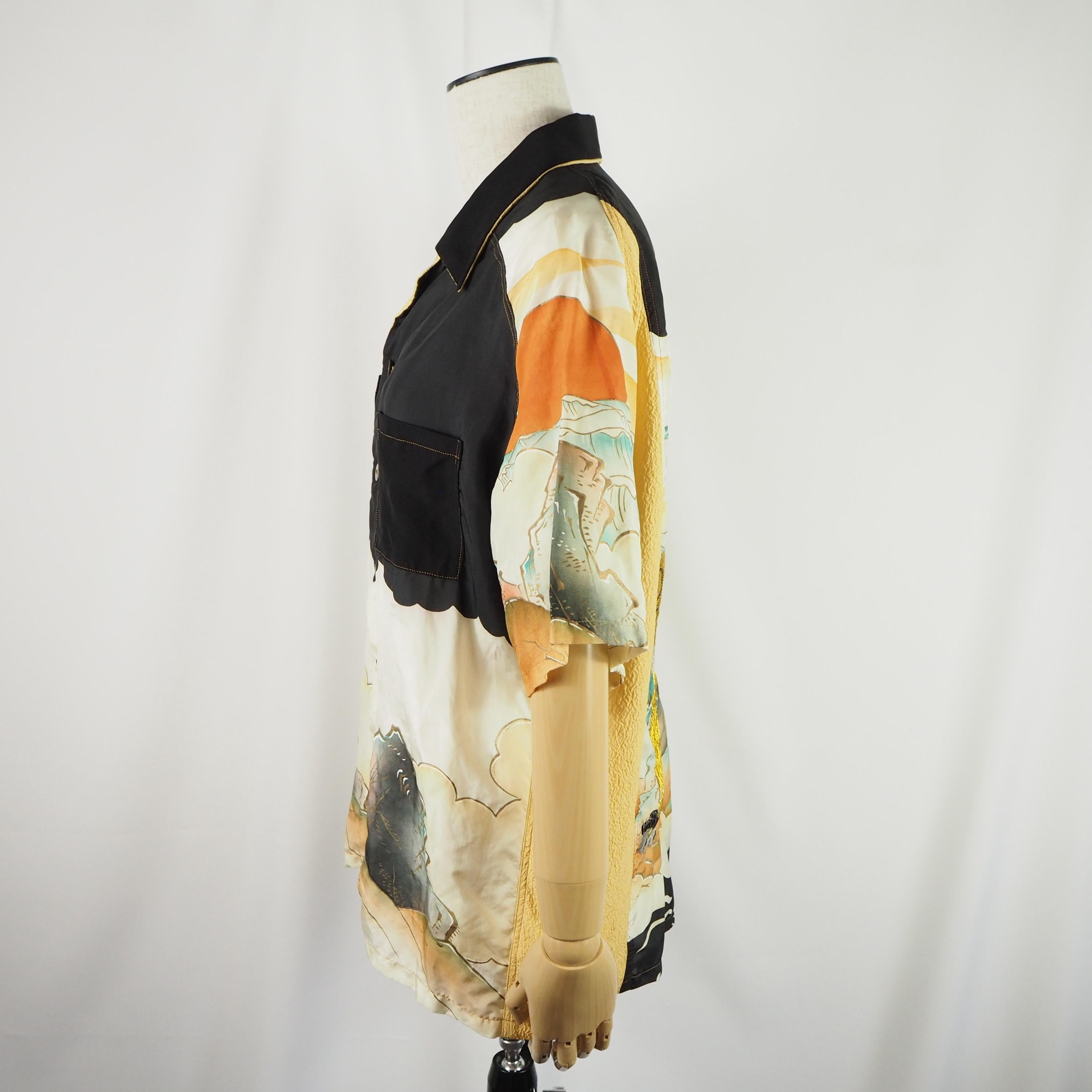 Kimono Aloha Shirt with Tiger Embroidery, Silk, Size M, CA35