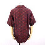 Hemp Leaf Pattern Short Sleeve Oshima Tsumugi Aloha Shirt M CA40