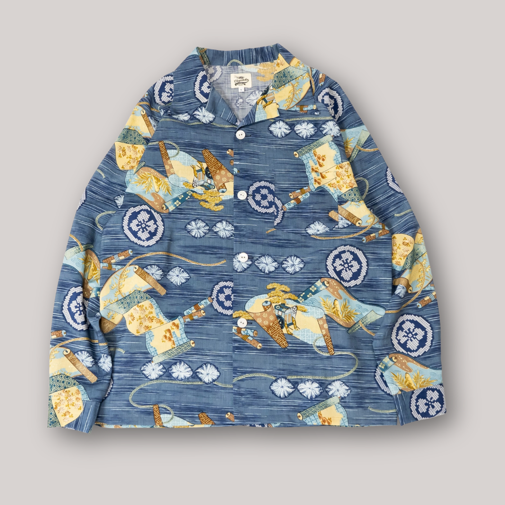Kimono Aloha Shirt, Oshima Tsumugi, Size Unknown, CA116 (No Image)