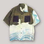 鯉柄山水　半袖アロハシャツ　M　CA6
