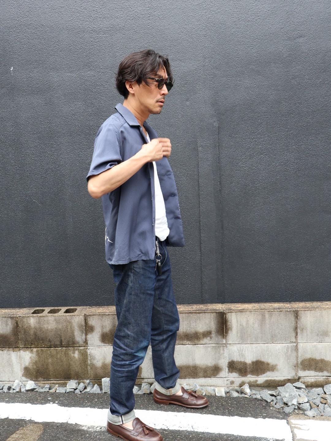 茅葺屋根　半袖アロハシャツ　L　CA61