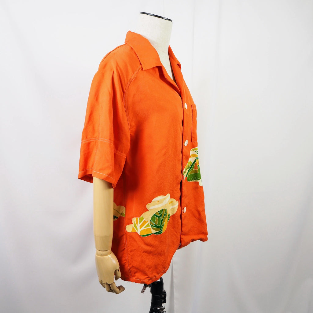 Orange Japanese House Short Sleeve Aloha Shirt M CA52