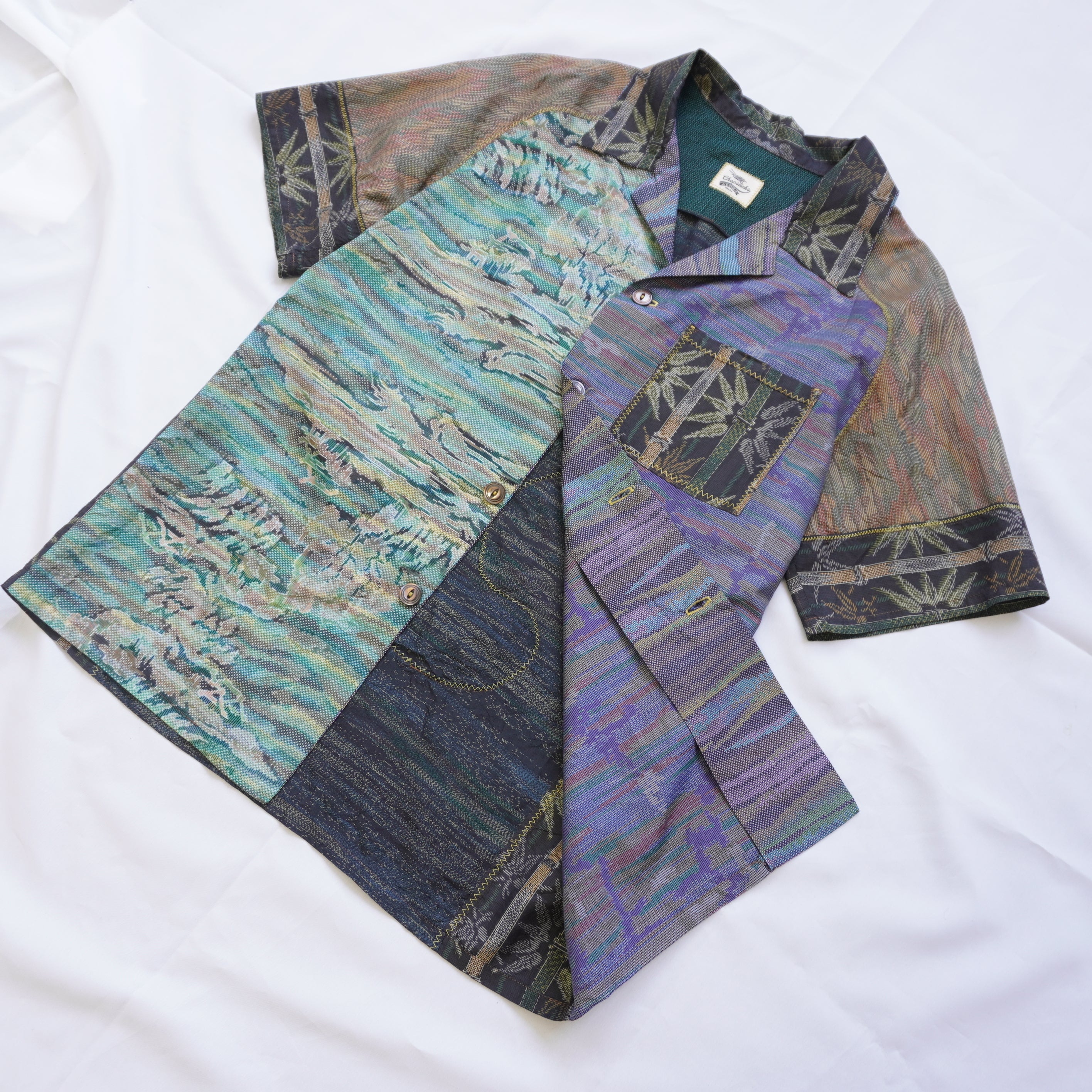 Kimono Aloha Shirt, Oshima Tsumugi, Size L, CA85