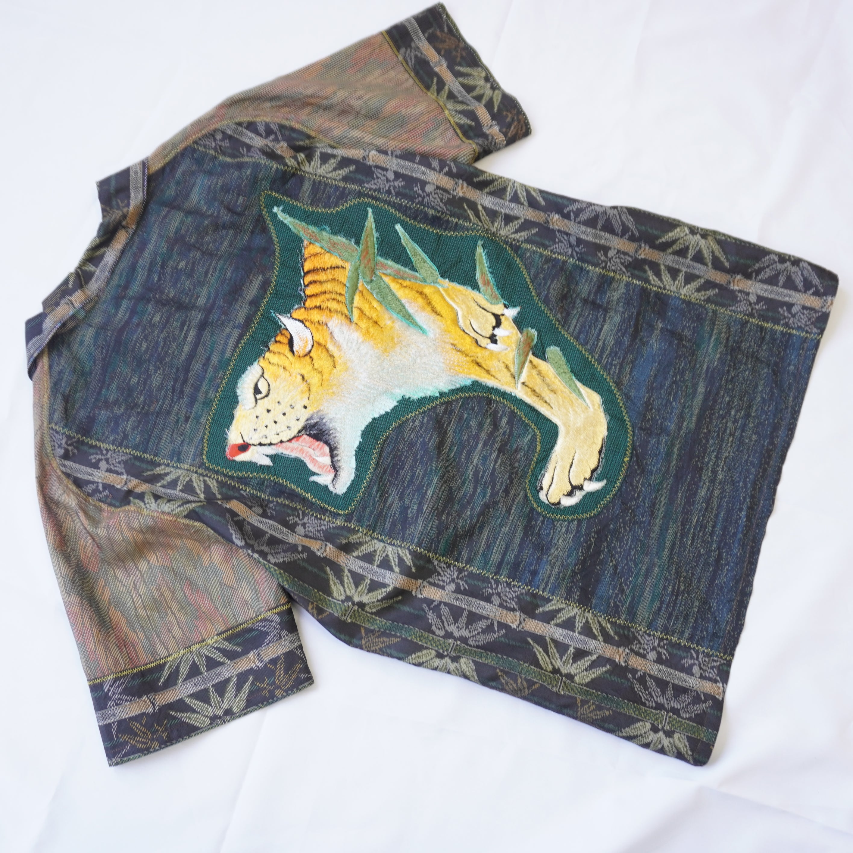 Kimono Aloha Shirt, Oshima Tsumugi, Size L, CA85