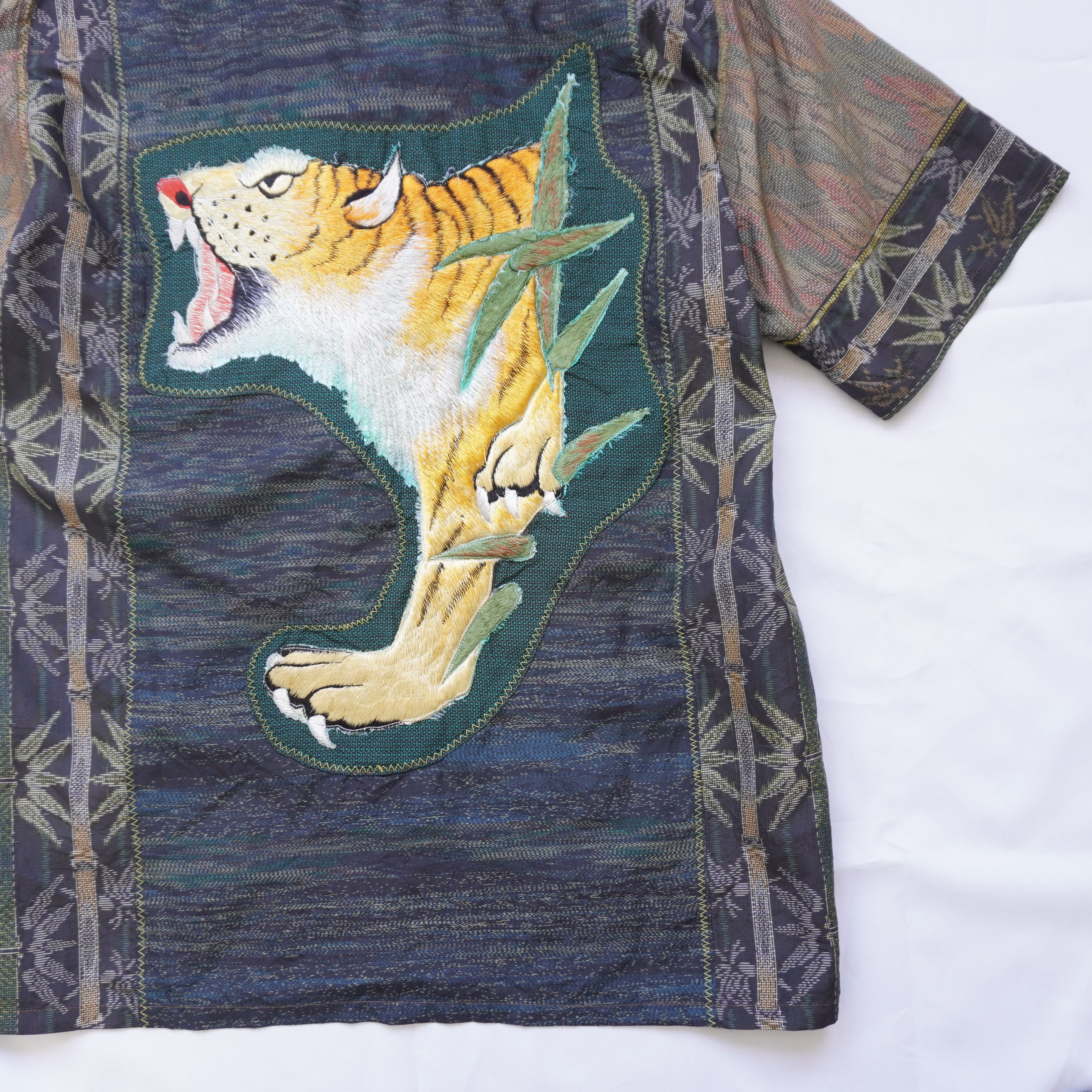 Kimono Aloha Shirt, Oshima Tsumugi, Size L, CA85