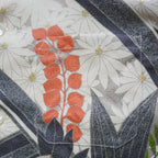 珊瑚色花々　半袖着物アロハシャツ　L　CA112