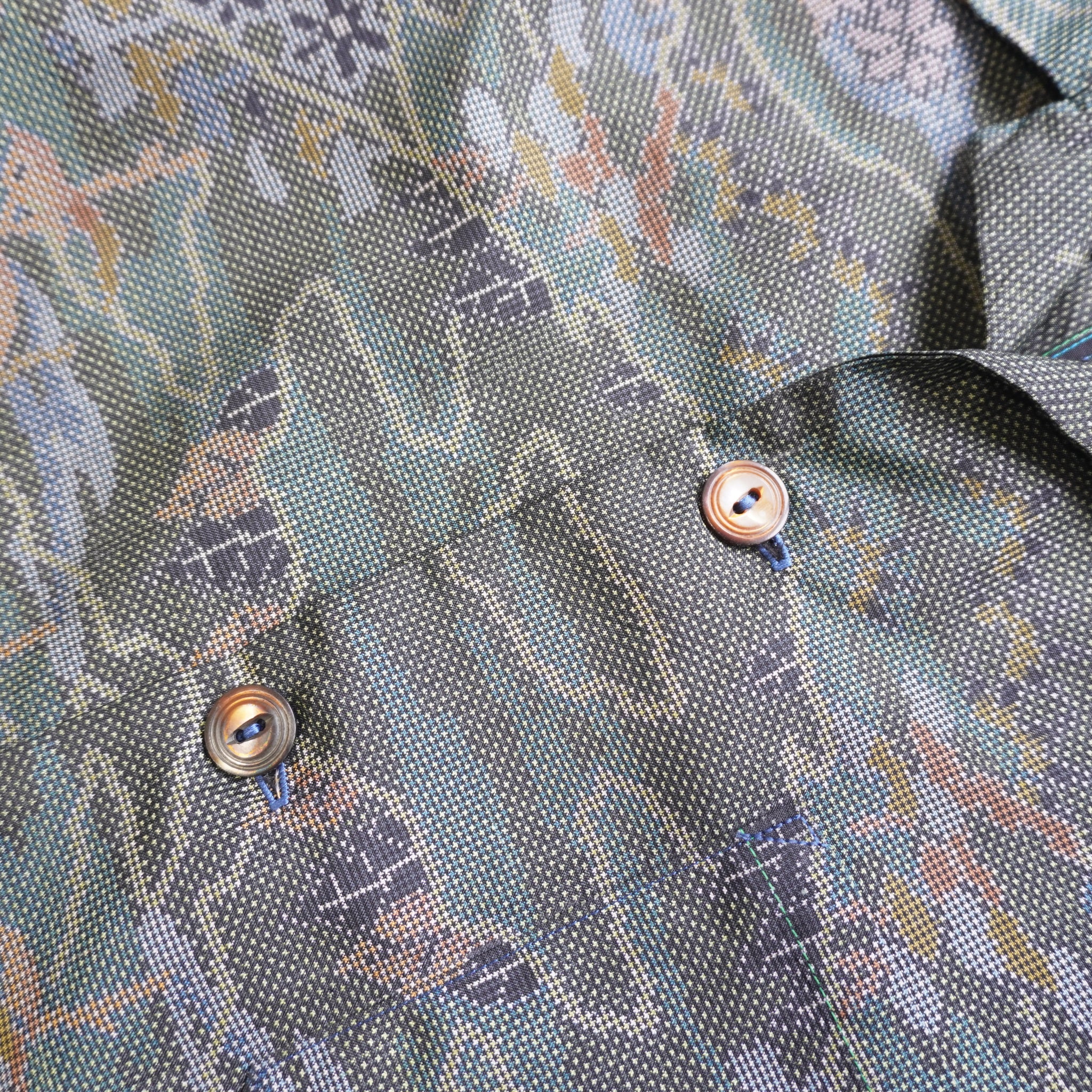 Mountain View Short-Sleeve Oshima Tsumugi Aloha Shirt L CA113