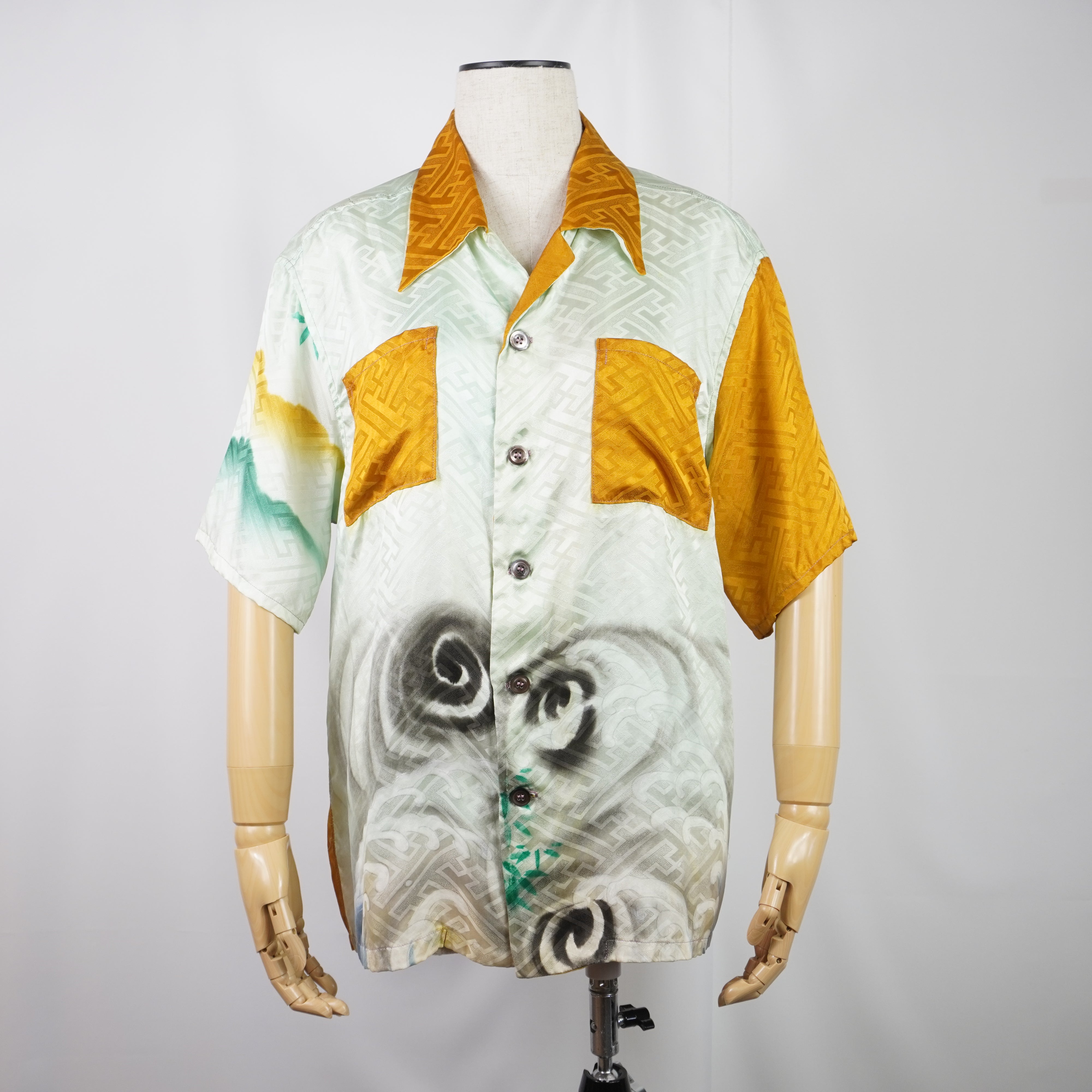 Kimono Aloha Shirt Dragon Silk Size L CA5